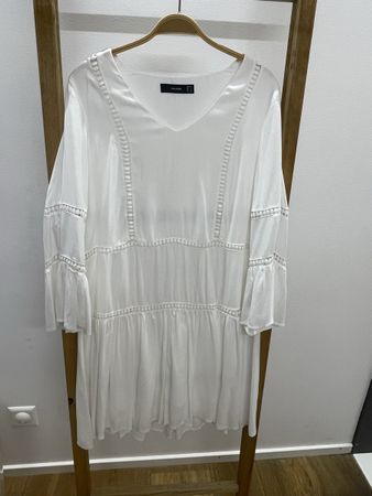 Weisses Sommerkleid Gr. 34 Spitze Häkelspitze Boho Hallhuber