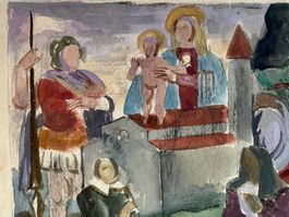 Aquarellmalerei Jungfrau und Kind mit Heiligen Kunstwerk ...