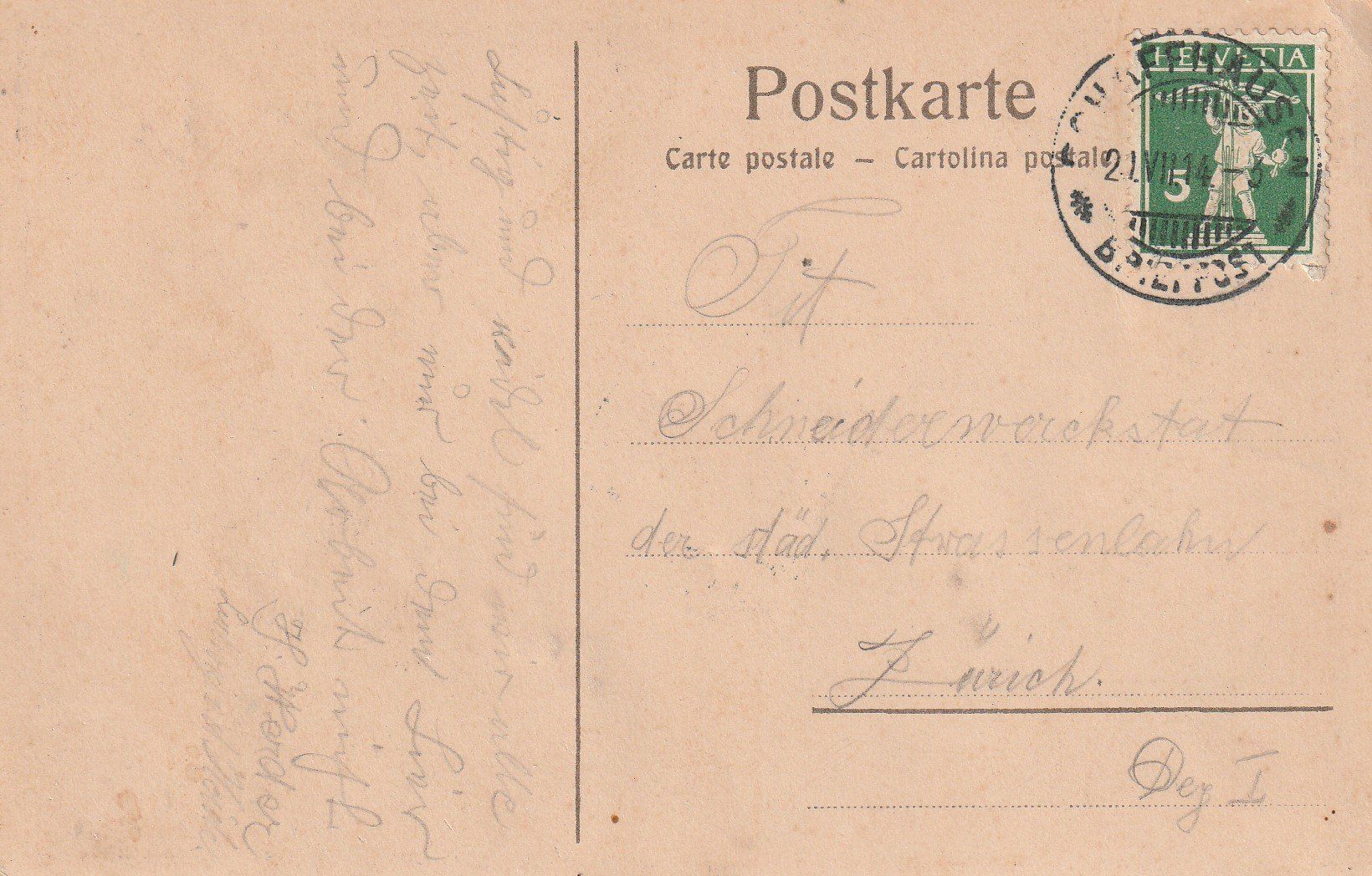 Ansichtskarten: Schaffhausen-Zentralfest Schweizerischen Grütliverein 1914 – Gebraucht aus uttwil von Koehlerfred 1