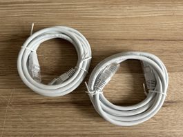 2 Neue LAN Kabel, Ethernet Kabel, weiss, 2 Stück, Top!