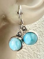 Silber 925 Larimar Ohrhänger in Karibikblau - Vintage