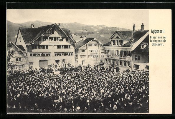 Cartoline postali: AK Appenzell, Landsgemeinde Eidschwur – Usato da Berlin venduto da bartko-reher
