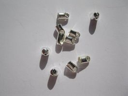 10 Endkappen, Endteil, Verschlussteil versilbert 3mm