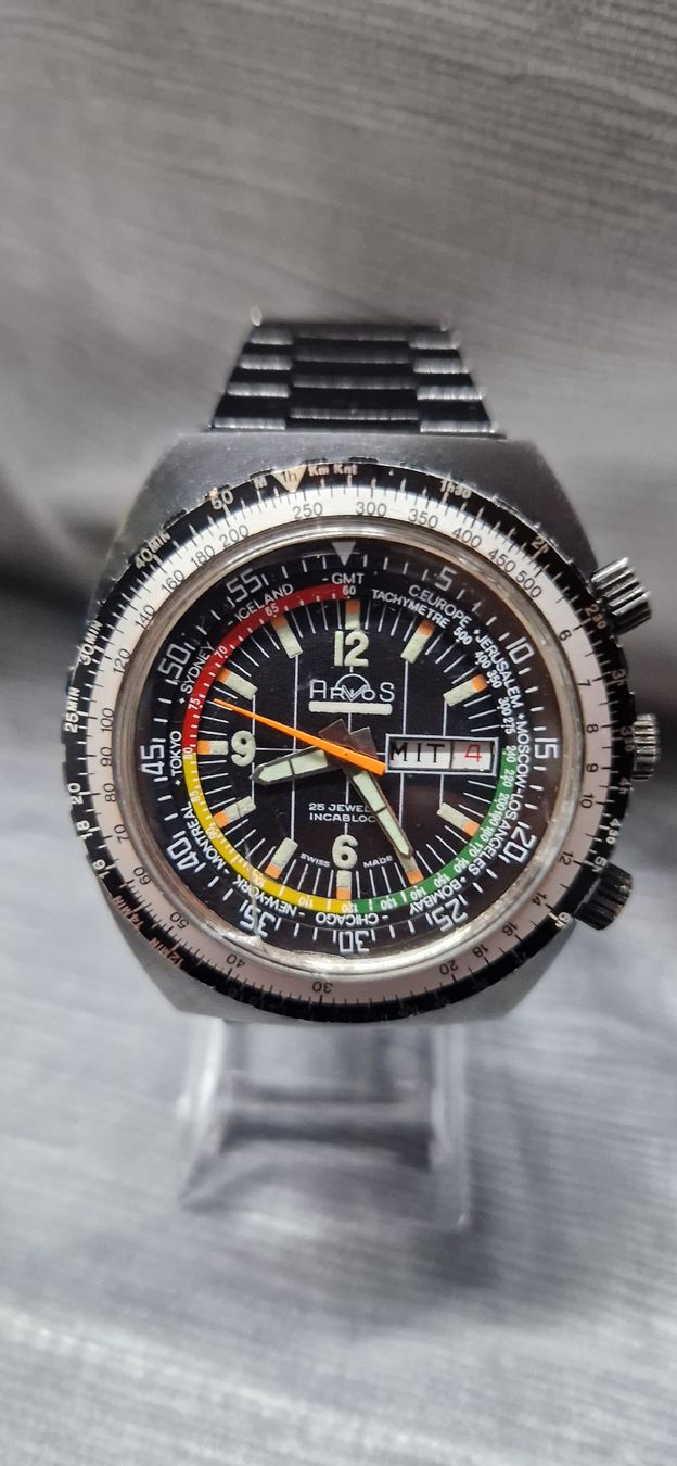 Orologi: Arvos Worldtimer Handaufzug Herrenuhr  – Usato da Reiden venduto da Flohmarkt-77