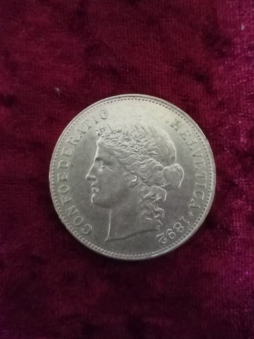 Toutes les monnaies: CH  5 FRANKEN/ FRANCS/ FRANCHI  1892 – D'occasion à Gordola par ale_5wbc