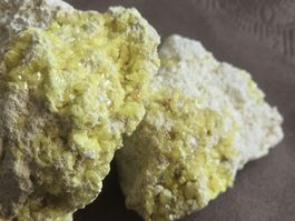 Soufre natif sur matrice (2 pièces) 67.89gr