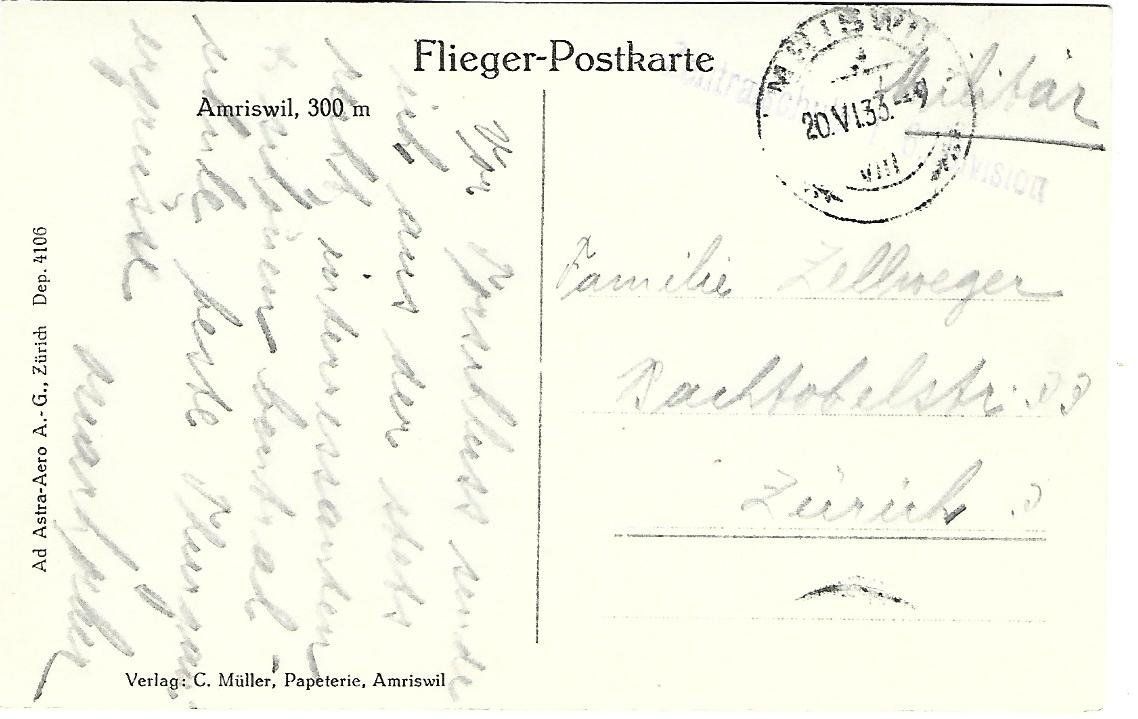 Cartes postales: Amriswil Fliegerpostkarte – D'occasion à Wetzikon ZH par Brulu100 1