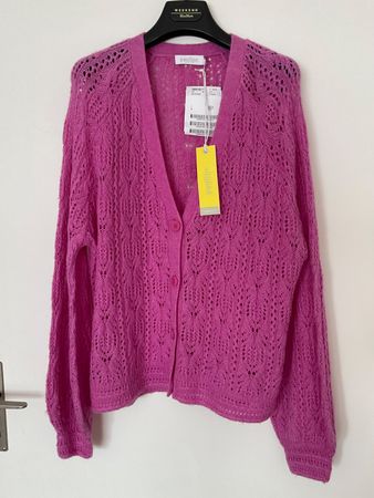 PAULINE Strickjacke mit Wolle Alpaka Gr L pink NEU NP 170