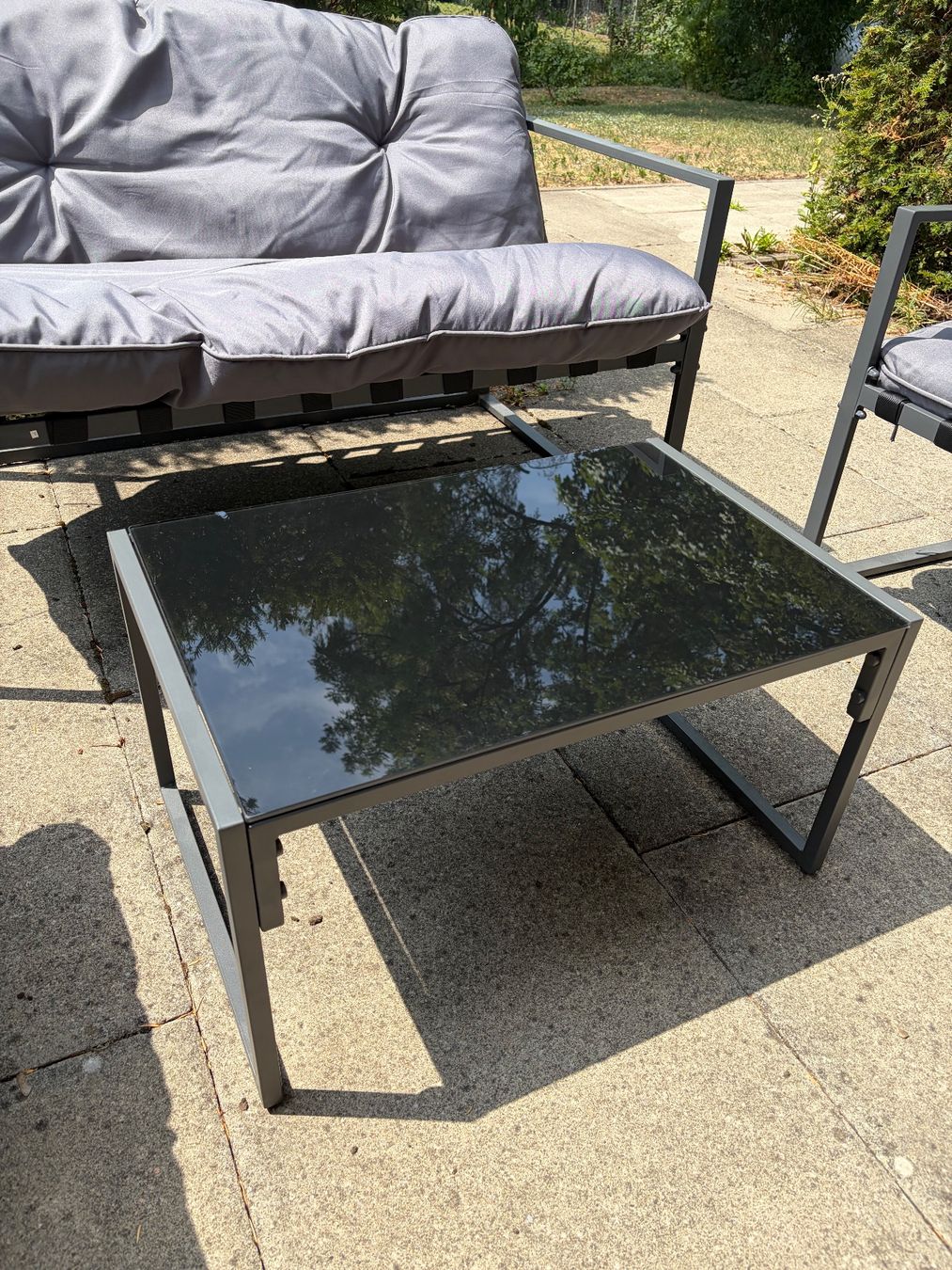 Set di tavolo e panche: Gartenlounge 4-teilig mit Kissen Anthrazit – Usato da Zürich venduto da dcg_5w28 2