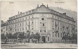 CHUR GR 1908 Hotel Steinbock mit Postkutsche?