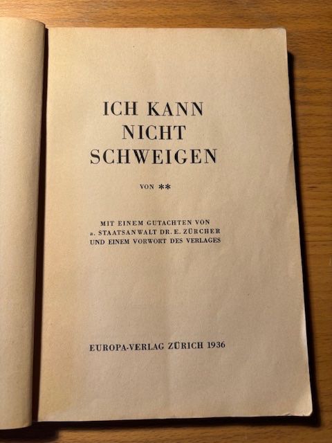 Libri: Walter Korodi: "Ich kann nicht schweigen", 1936 – Usato da Seon venduto da retep012