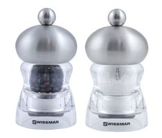 SWISSMAR Salz+Pfeffermühle Andrea STEEL 10cm (Ref.4)