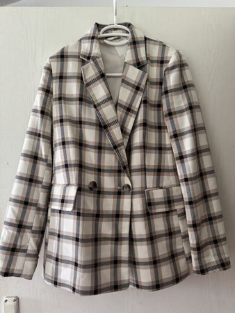 Blazer Karomuster beige/schwarz Grösse 38 neuwertig