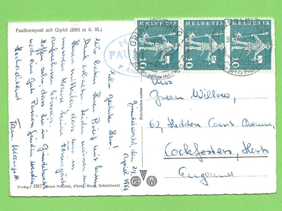 Cartoline postali: Faulhornpost mit Gipfel – Usato da Zürich venduto da t24_de 1