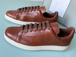 TOM FORD Warwick Braun Leder Schnürun Low Top Sneaker 42 NEU