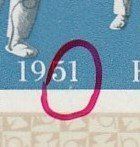 W32.3.** Retusche unter der rechten 1 von 1951 auf H-7