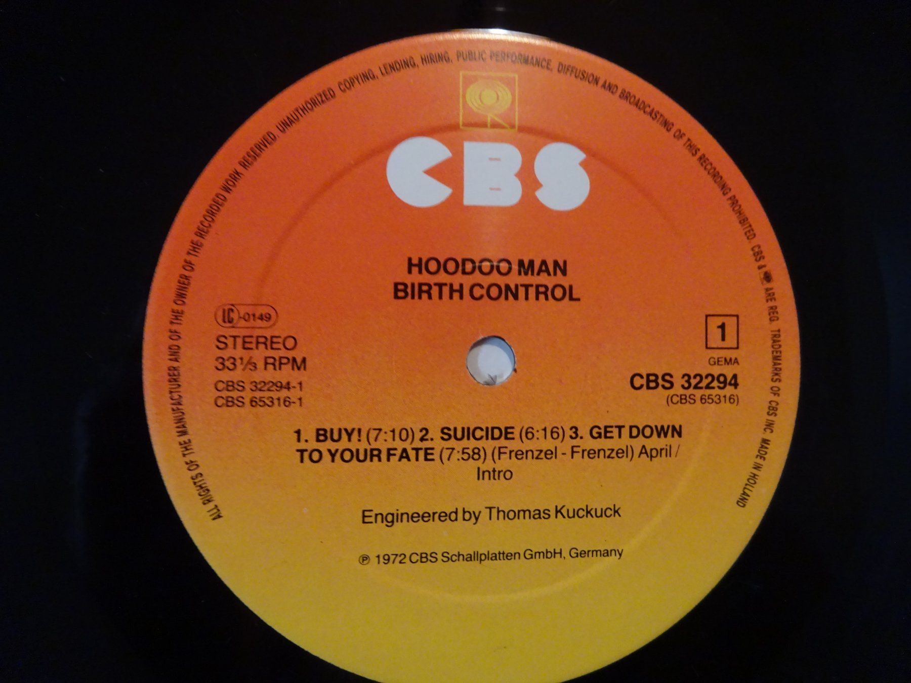 Dischi in vinile: BIRTH CONTROL ** HOODOO MAN ** EXCELLENT – Usato da Luzern venduto da xrayspex99 5