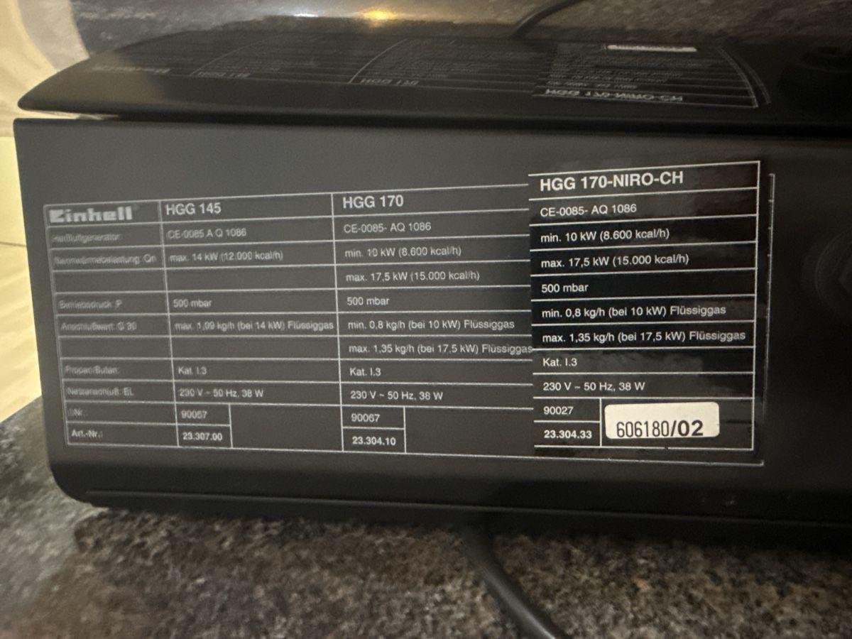 Einhell Heizgeräte: Einhell Heissluftgenerator HG 170 Niro – Neu (gemäss Beschreibung) aus Eschenbach LU von fat_6yj7 6