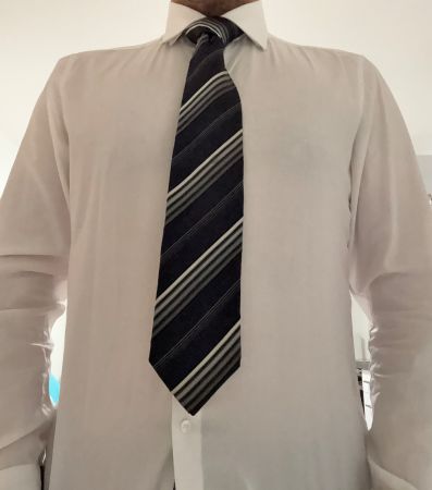 PKZ Seidenkrawatte Schwarz Grau Streifen Pure Silk Herren