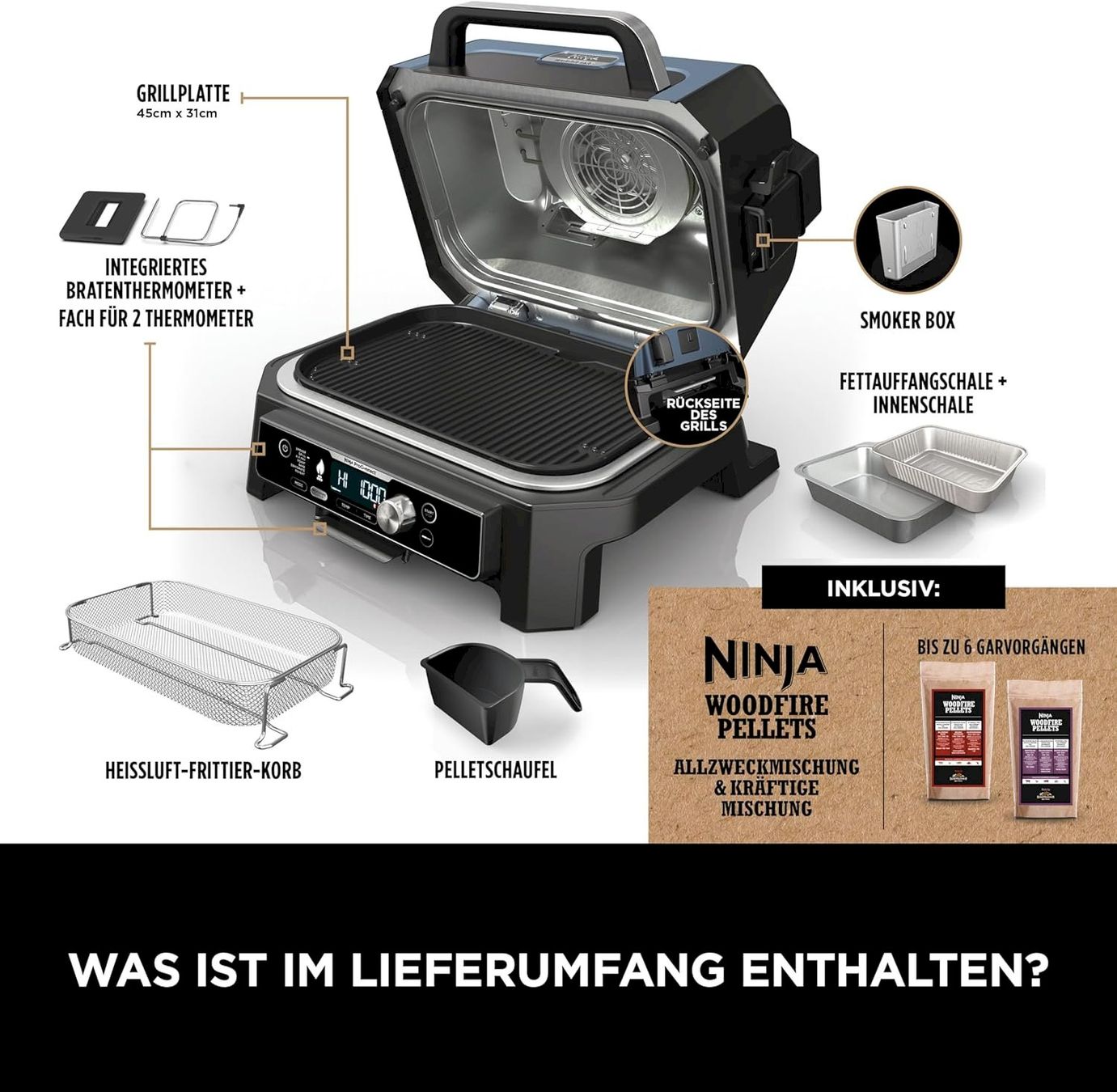 Forni per pizza: Ninja Woodfire Pro Connect XL OG901EU – Nuovo e nell'imballaggio originale da Bottighofen venduto da zaap 8