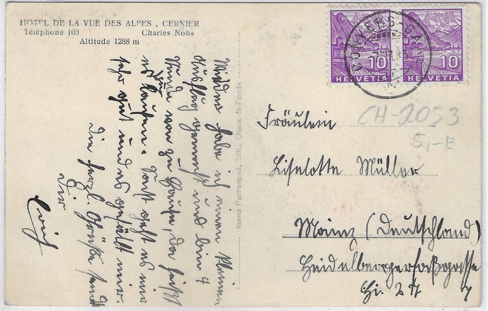 Cartoline postali: Hotel de la Vue des Alpes - Cernier – Usato da Ettingen venduto da Kartenplanet 1