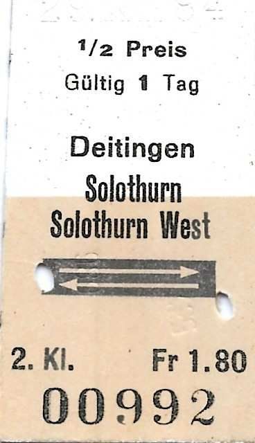 Cartoline postali: Bahn Billett SO Deitingen-Solothurn West retour 1984 – Nuovo (secondo la descrizione) da Ennetmoos venduto da Ambuman