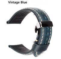 Vintage-Blau Uhrenarmband, Leder, 22mm mit Faltschliesse