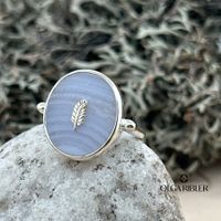 Silber Ring 925 mit Chalzedone Grösse 56