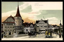 Luzern, Strassenbahn auf der Seebrücke