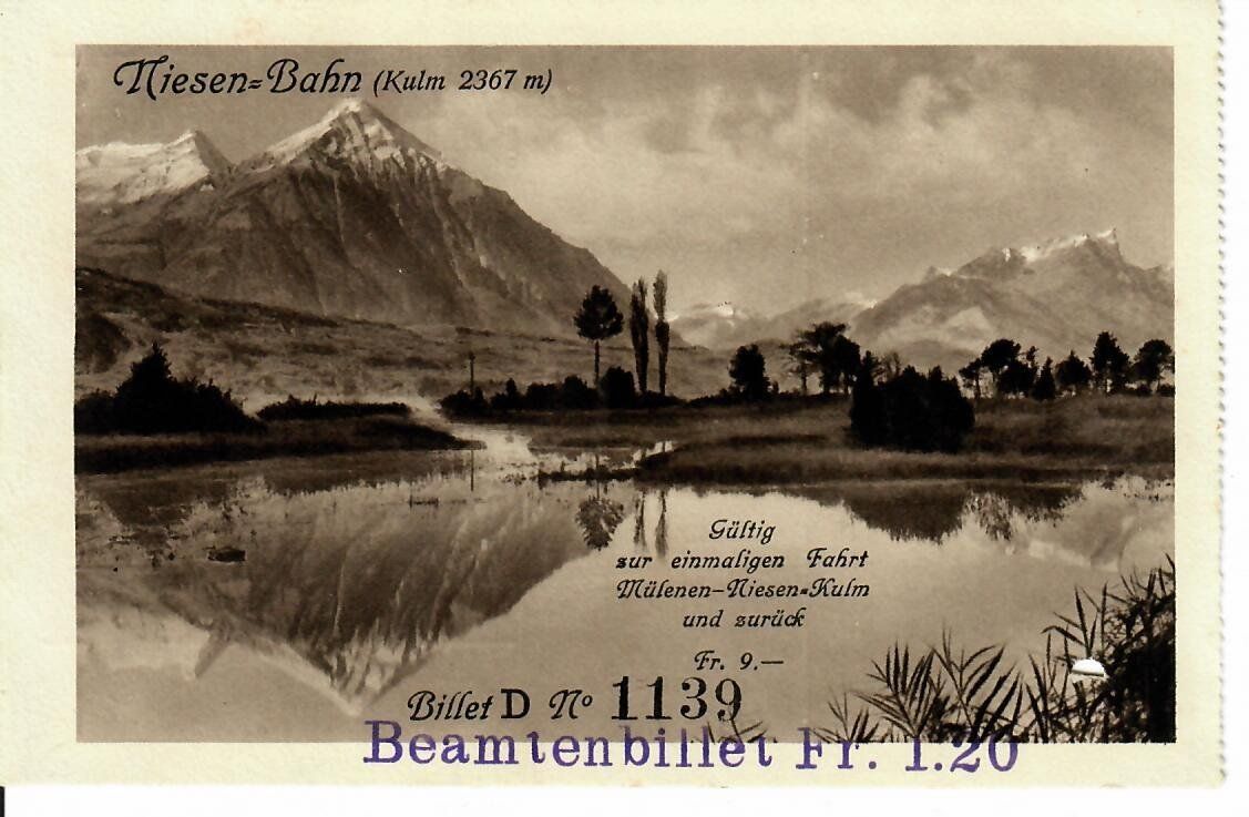 Cartoline postali: Niesen Bahn / Beamtenbillet 1139 – Usato da Hochdorf venduto da Ziegel-16