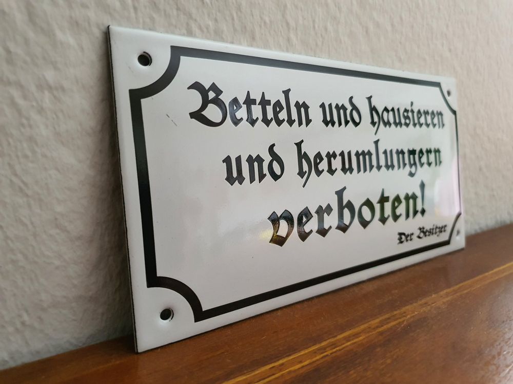 Emailschild Betteln Hausieren Verboten Spruch Emaille Schild Kaufen