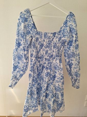 Kleid blau weiss geblümt Grösse S
