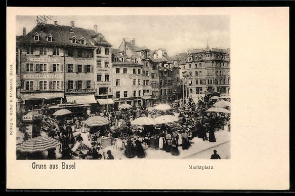 Cartoline postali: AK Basel, Marktplatz – Usato da Berlin venduto da bartko-reher