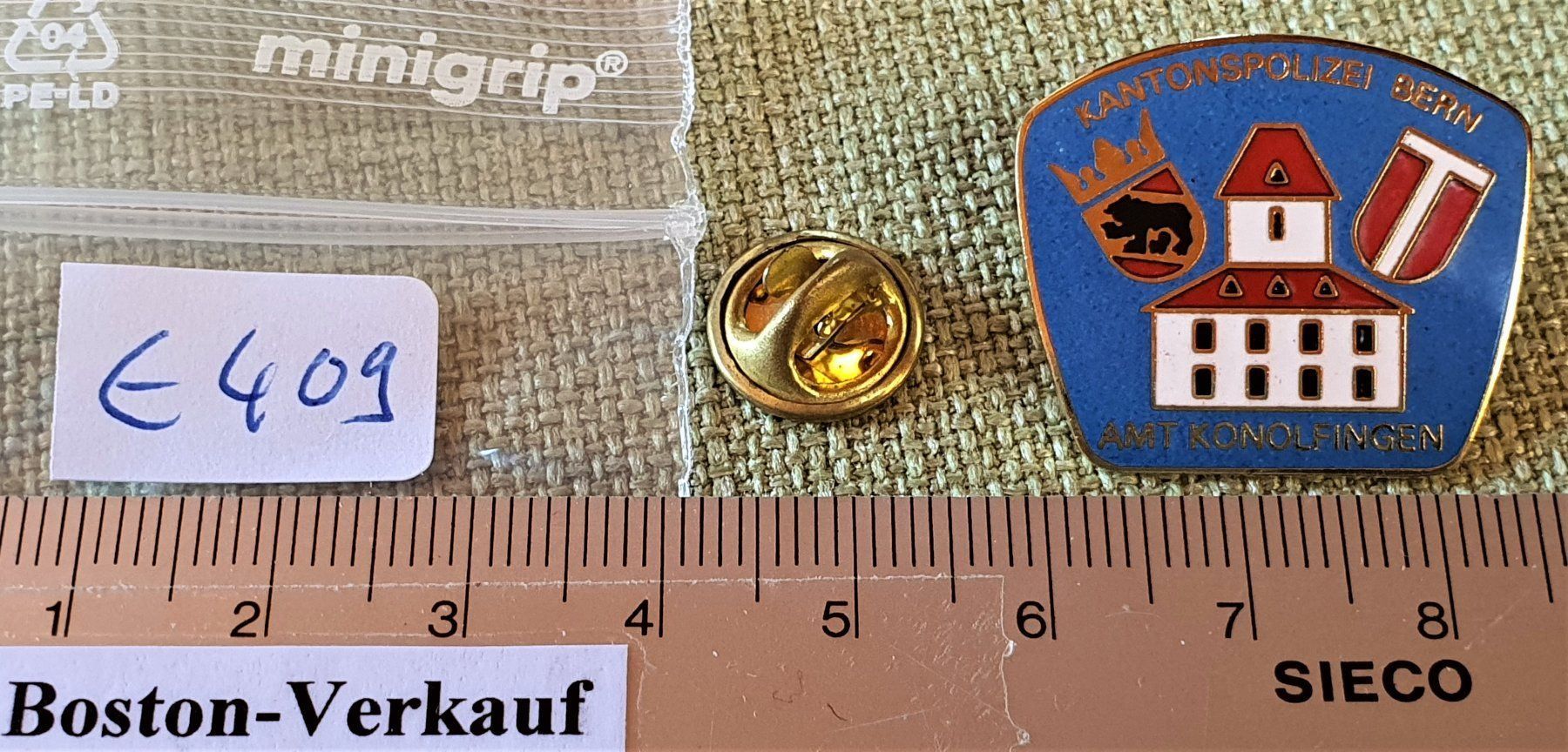 Pins: E409 Kantonspolizei Bern Amt Konolfingen – Gebraucht aus Reinach BL von Boston-Verkauf 2