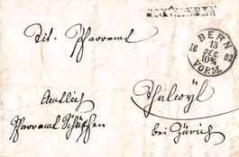 Faltbrief Stab-O SCHWANDEN BERN THALWIL 13.12.1862