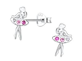 Kinder Ohrringe rosa Kristall BALLERINA 925 Silber