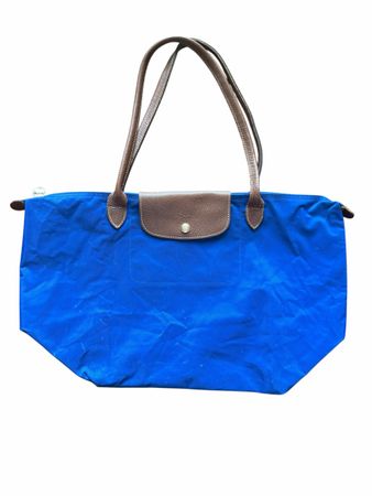 Sac cabas Longchamp bleu anses cuir état d'usage