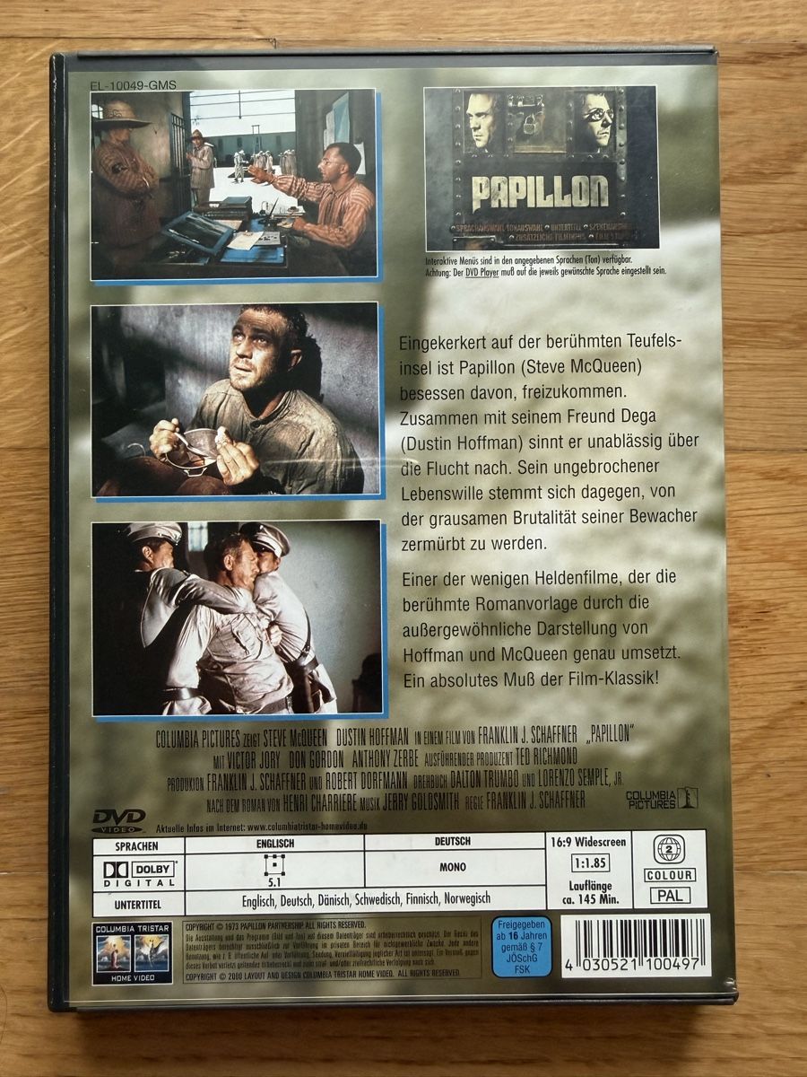 Tous les DVDs: Papillon (1973) DVD Steve McQueen Dustin Hoffman – D'occasion à Kölliken par nerdorado 1