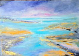 Originalgemälde, Landschaft mit Gold,Leinwand 50x70cm Unikat