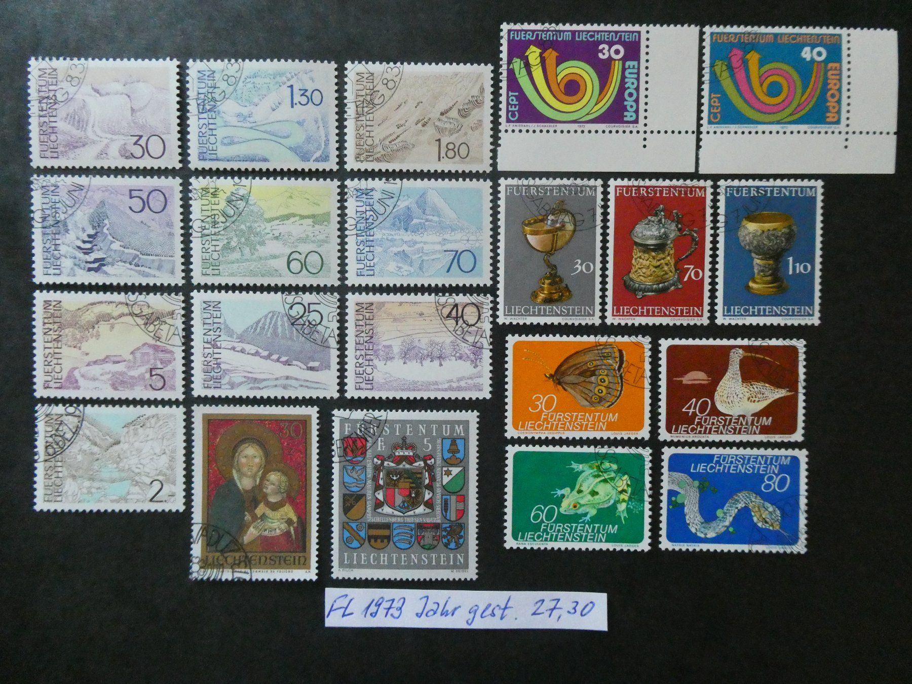 Tutti i francobolli: FL 1973 Jahr gestempelt – Usato da Lausen venduto da Herbamare01