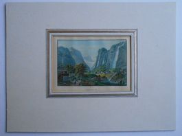 Staubbach. Kolorierte Aquatinta von ca 1840.