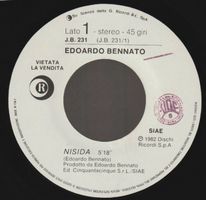 7 " BENNATO EDOARDO NISIDA / FREVA A QUARANTA juke box promo