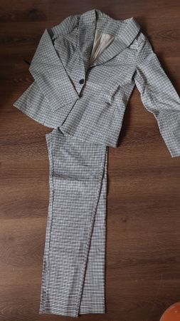 Elegantes Hosenanzug-Set, Karomuster, neu! Gr. L
