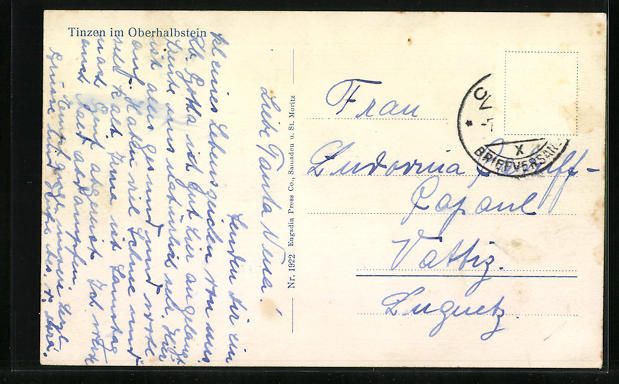 Cartoline postali: Tinzen im Oberhalbstein, Ortsansicht im  – Usato da Berlin venduto da bartko-reher 1