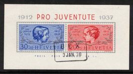 Pro Juventute Block 1937 J83I/J84I mit seltenem Kasten- ʘ