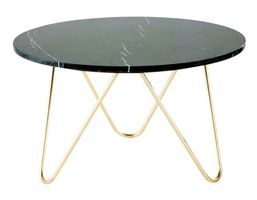 Couchtisch aus schwarzem Marmor & goldfarbenem Metall 75 cm