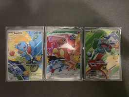 Lot de 3 cartes Pokémon  Squirtle, Charmander & Bulbasaur
