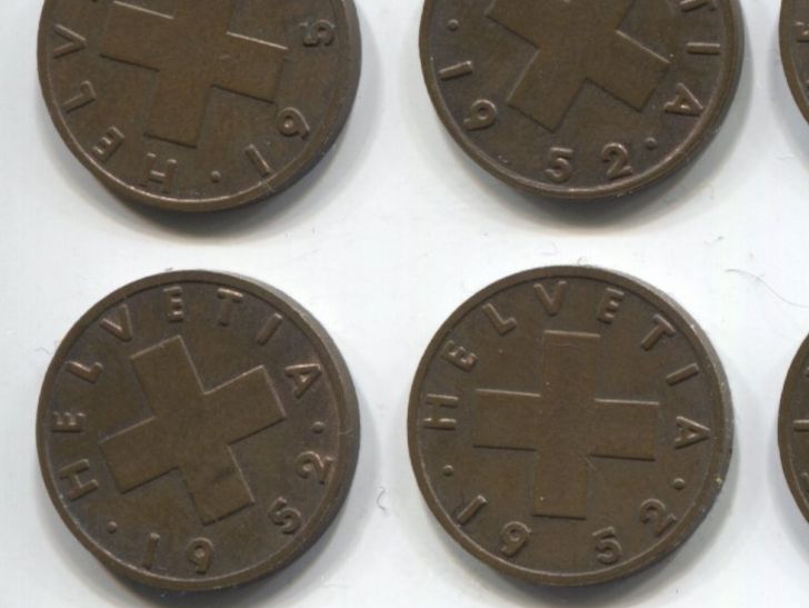 Tutti le monete: Lot 9 x 1 centimes 1952 UNC – Usato da Winterthur venduto da SilverFR 2