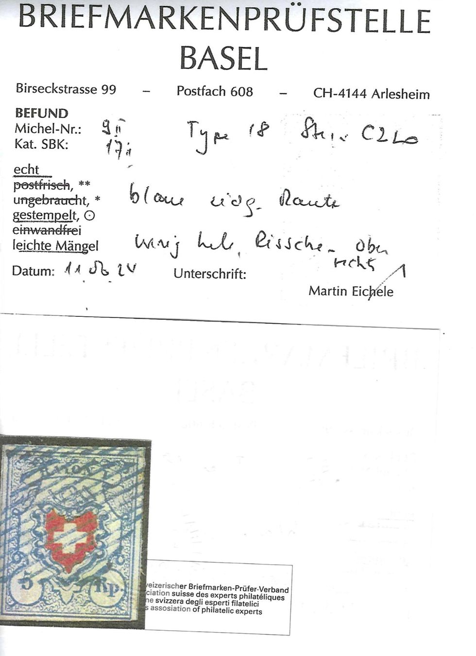 Alle Briefmarken: T.18 C2-LO mit Attest – Gebraucht aus Grosshöchstetten von steps02 1