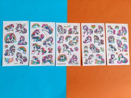 5 Blatt, leuchtende Einhorn Tattoos